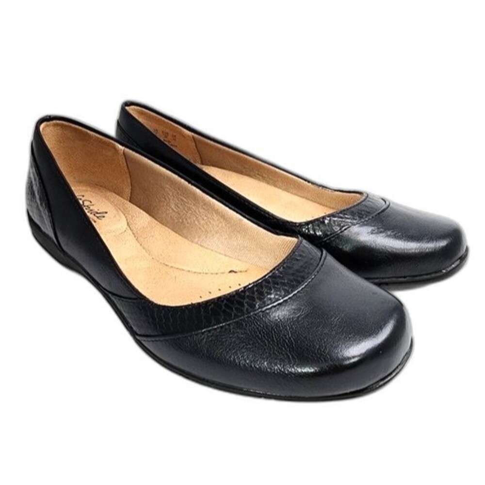LifeStride NIB Soft System Deja Vu Black Snakeskin‎ Trim Slip On Loafers Size 9N